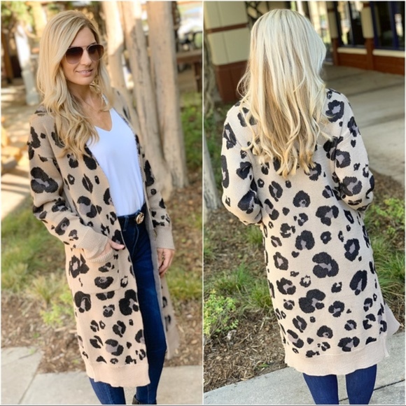Infinity Raine Sweaters - LAST ONE! Leopard Print Long Sweater Cardigan